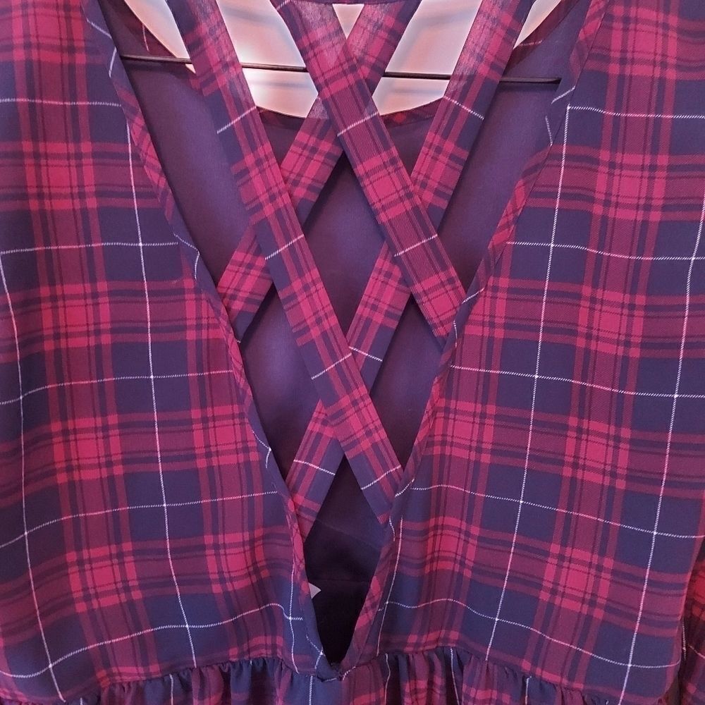 DIVIDED PLAID BLOUSE  - Picture 5 of 8